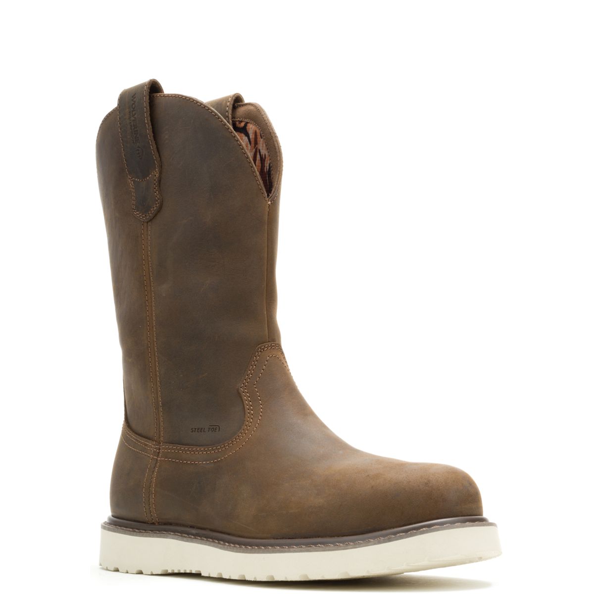 Wolverine x Jordan Davis Bronc Wedge Steel-Toe​ Waterproof Work Wellington, Dark Brown, dynamic 3